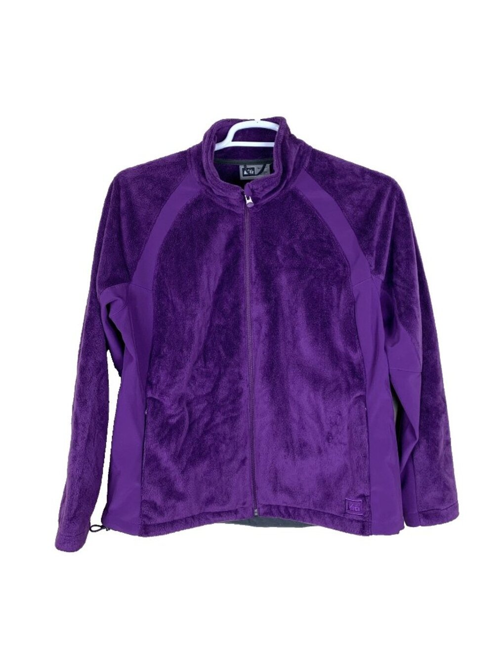 REI  Womens XL Fleece Jacket‎ Zip Pockets Fuzzy Purple Outdoor Spring